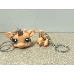 Vintage LPS Littlest Pet Shop Custom Made Keychain Giraffe Head & Body 2PC set